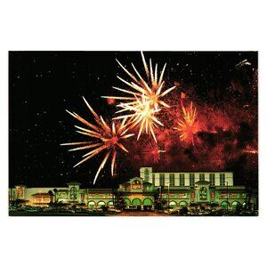 Gold Coast Hotel Casino Evening Lights Fireworks Vintage Postcard Tourism Gamble